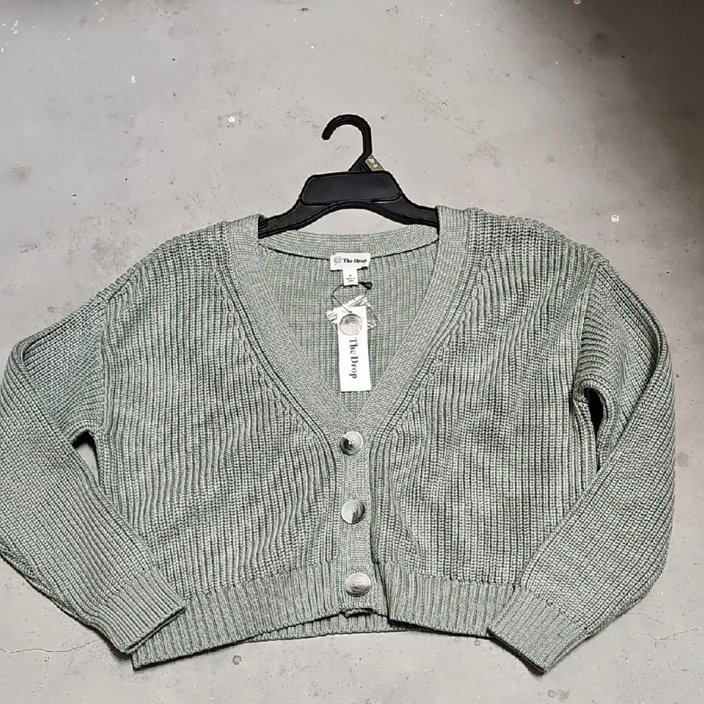 Nwt The Drop Oversized Womens Crop Cardigan sari iceberg green - Picture 5 of 8